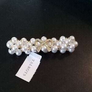 Talbots White Pearl Cluster Bracelet  with Gold Bow Accent